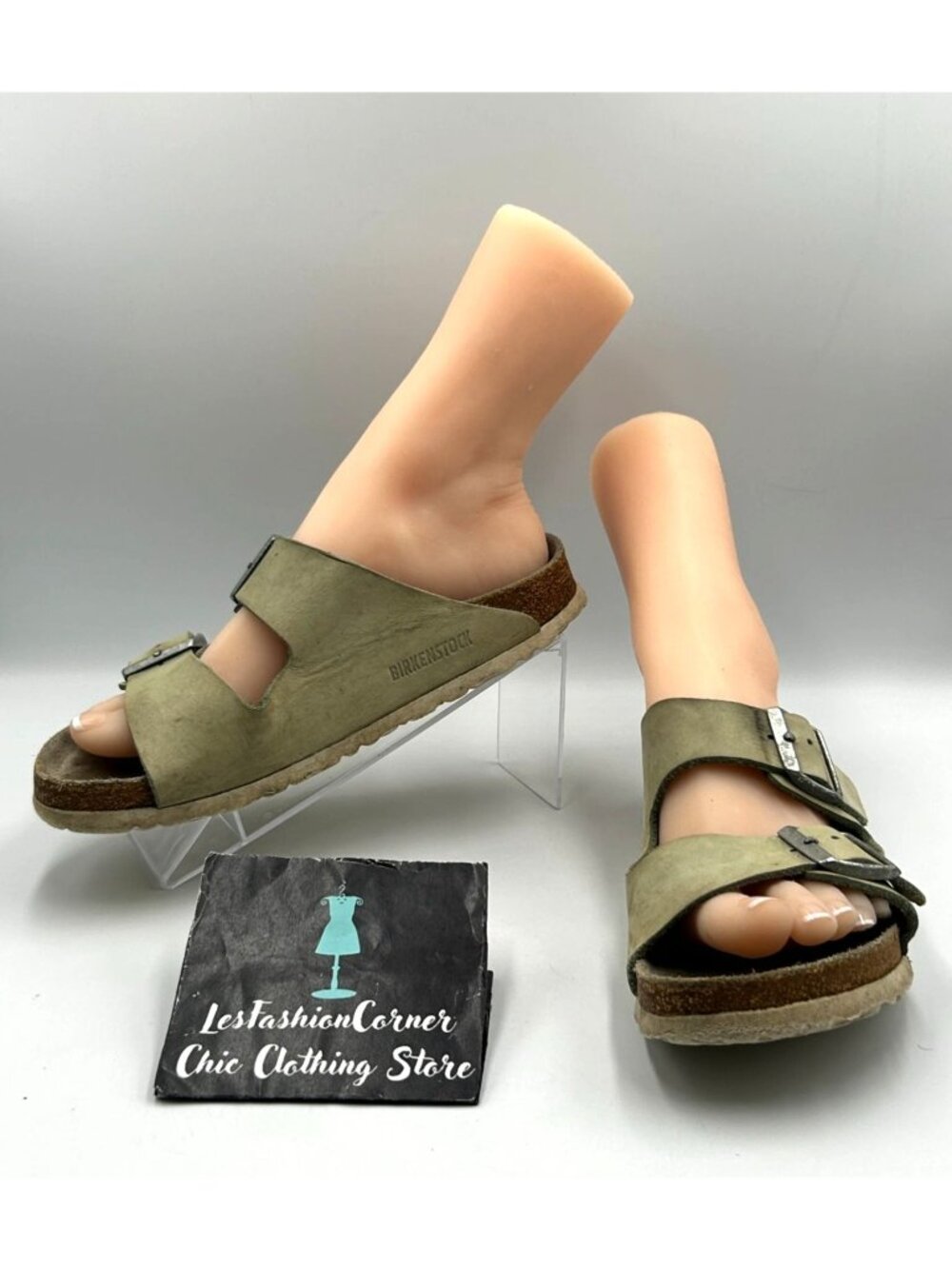 Birkenstock Women's Olive Suede Arizona Soft Footbed Sandals Size 8.5 3517